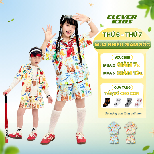 Set Bộ Sơ Mi VIETNAMESE Clever Kids Cotton Premium Mềm Mại [SizeTừ 15kg-60kg]