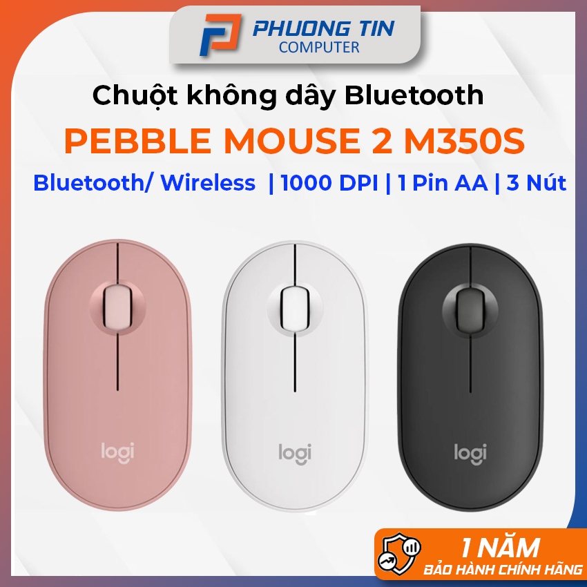 Chuột Logitech PEBBLE MOUSE 2 M350S Wireless/ Bluetooth - Bảo hành 12 tháng chính hãng