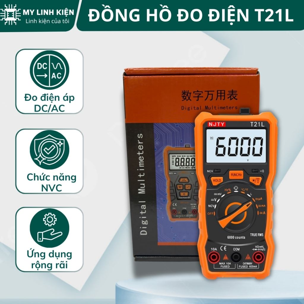 Đồng Hồ Đo Điện Vạn Năng NJTY T21L Đo Điện Xoay Chiều/Tụ Điện/Điện Áp Siêu Nhanh Chất Lượng Cao myli