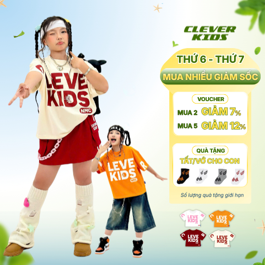 Áo Thun Boxy CỔ TRÒN IN CLEVER KIDS Cotton Premium [Size từ 20kg-60kg]