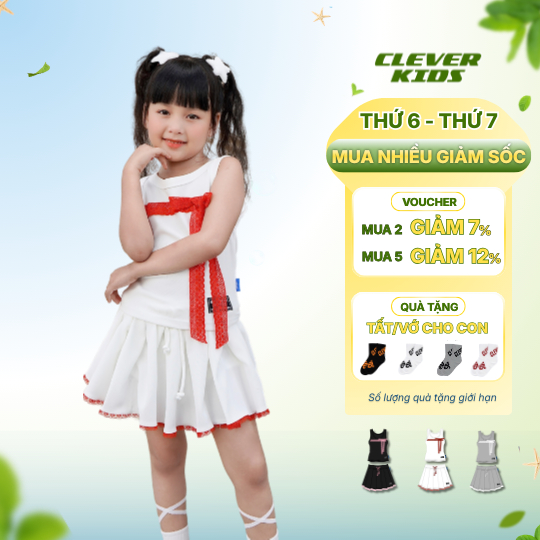 Set váy LOVE JENNIE CLEVER KIDS - thun cotton thoáng mát [Size từ 18kg-56kg]