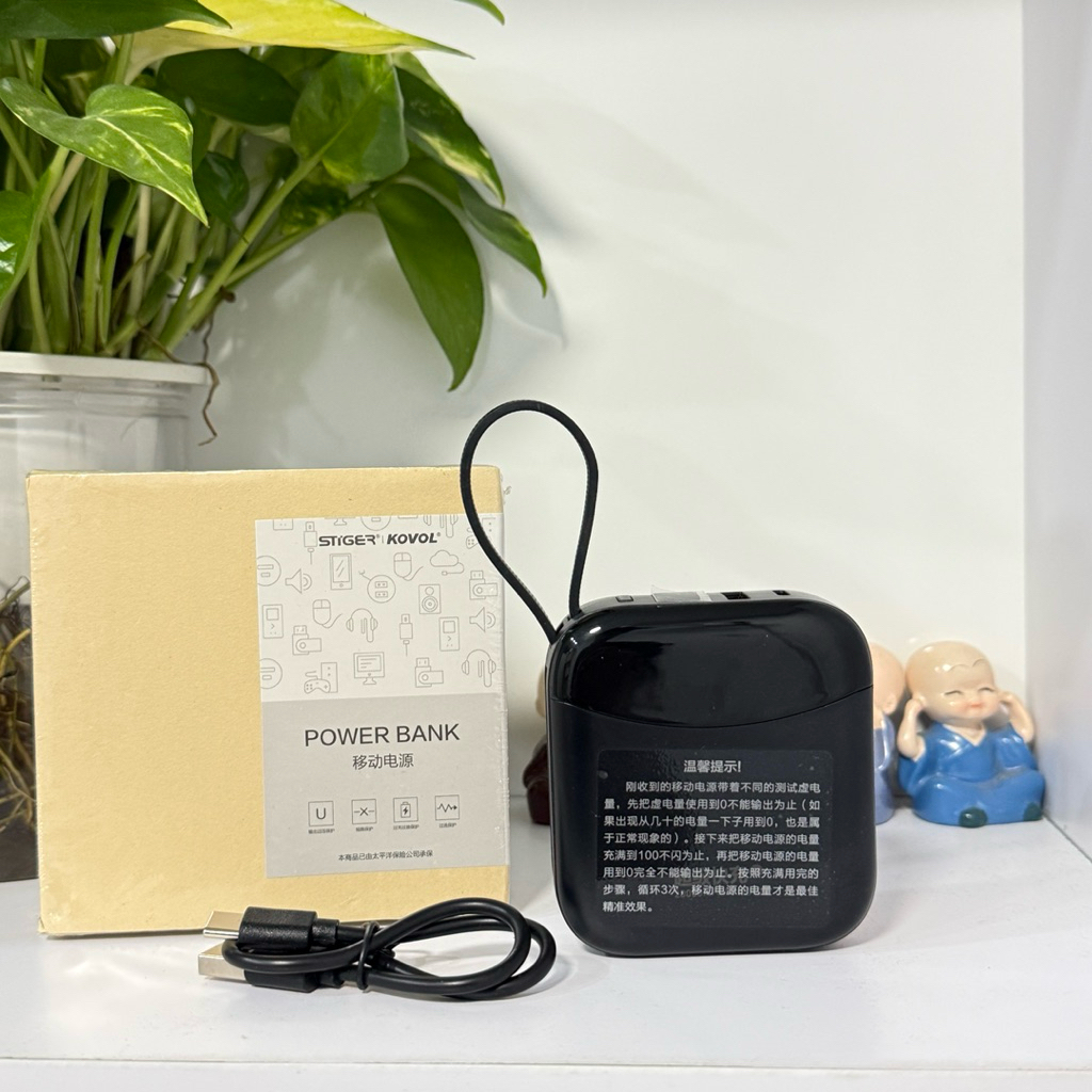 PIN SẠC DỰ PHÒNG STIGER x KOVOL 10000mAh 22.5W – DÂY TÍCH HỢP C + L, LED HIỂN THỊ %, SẠC NHANH ĐA CỔ