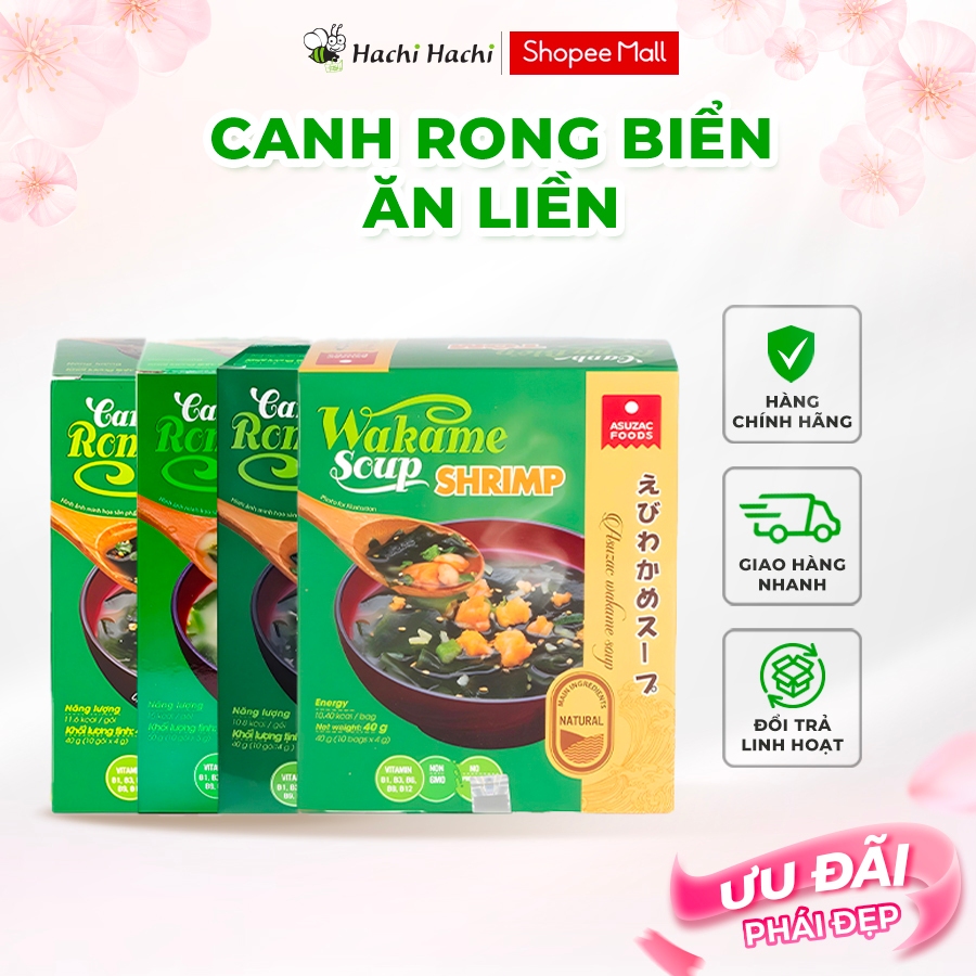 Canh rong biển ăn liền Asuzac Foods đủ vị (1 hộp 10 gói nhỏ) - Hachi Hachi Japan Shop