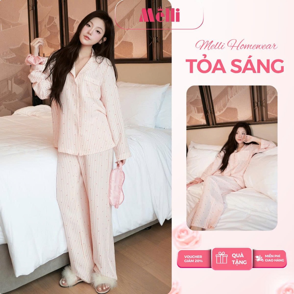 [ ƯU ĐÃI 8/3 ] Bộ ngủ dài tay thu đông nữ họa tiết dễ thương chất liệu đũi cotton cao cấp , Bộ ngủ mặc nhà Pyjama | BigBuy360 - bigbuy360.vn