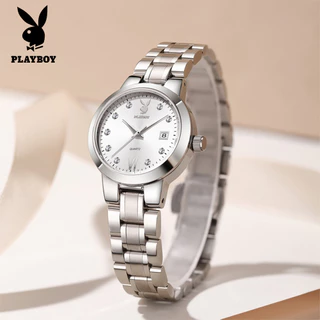 PLAYBOY Đồng Hồ nữ Thạch anh Dây đeo đồng hồ bằng thép không gỉ Đơn giản và thanh lịch Bộ Quà 3105