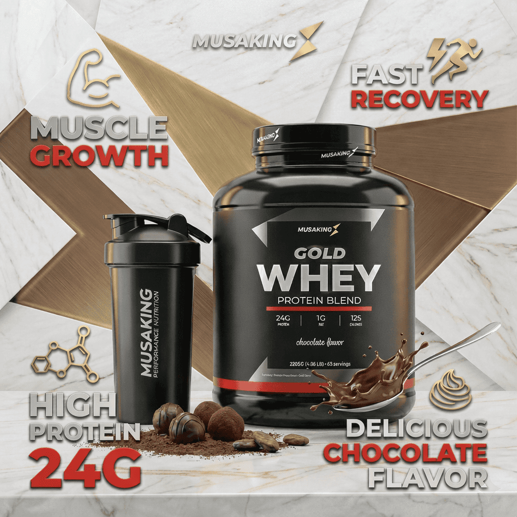 Hủ Gold Whey Protein Blend MUSAKING 2205g– 24g Protein Whey Isolate,Concentrate,Whey Tăng Cơ Giảm Mỡ