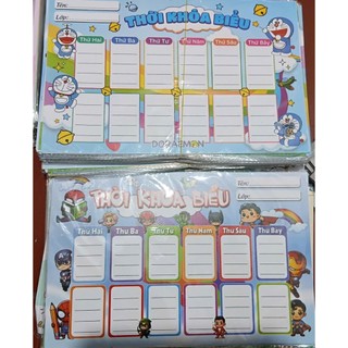 Thời khóa biểu học sinh  có decan dán sẵn (1 túi có 4 tờ khổ A5)