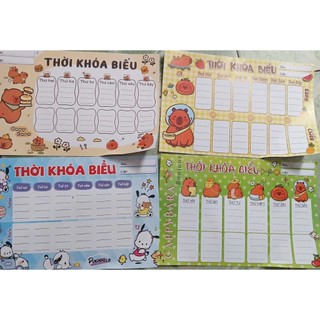 Thời khóa biểu học sinh  có decan dán sẵn (1 túi có 4 tờ khổ A5)
