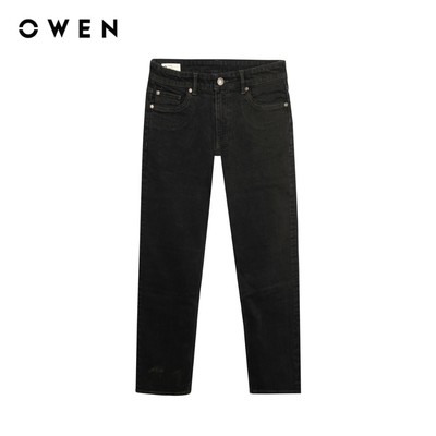 Owen - Quần jean Straight Fit QJT258004 màu Đen chất liệu Cotton Spandex