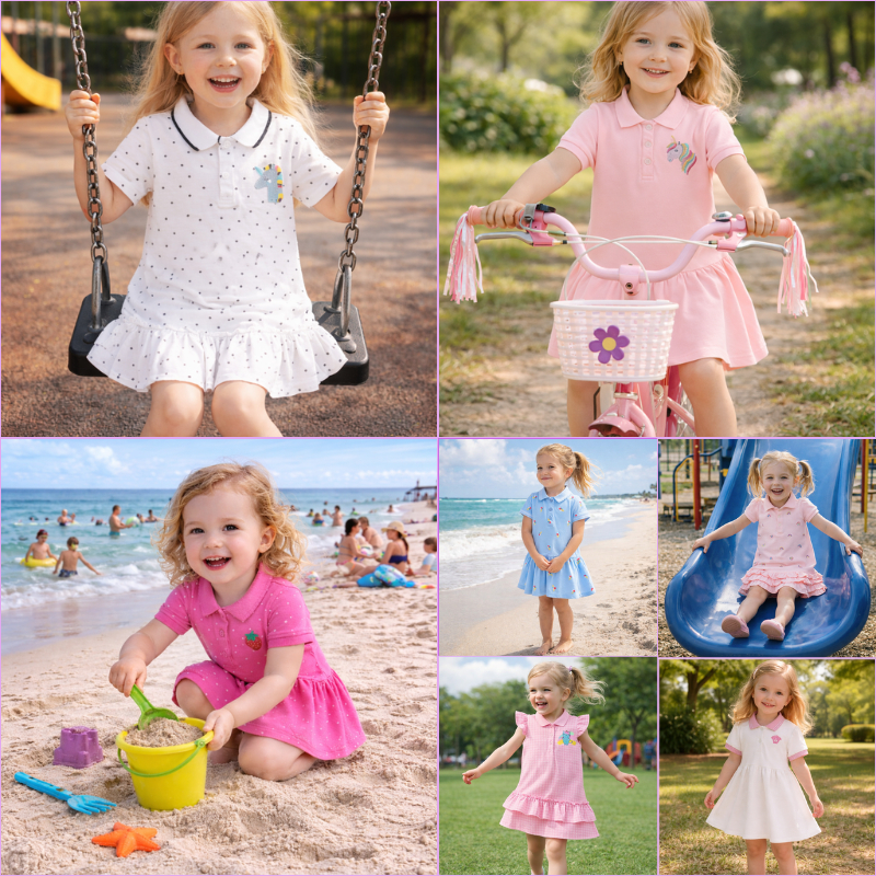 BST váy hè polo bé gái Little Maven họa tiết đáng yêu 2-7 tuổi LSD6 - Little Maven Chính Hãng