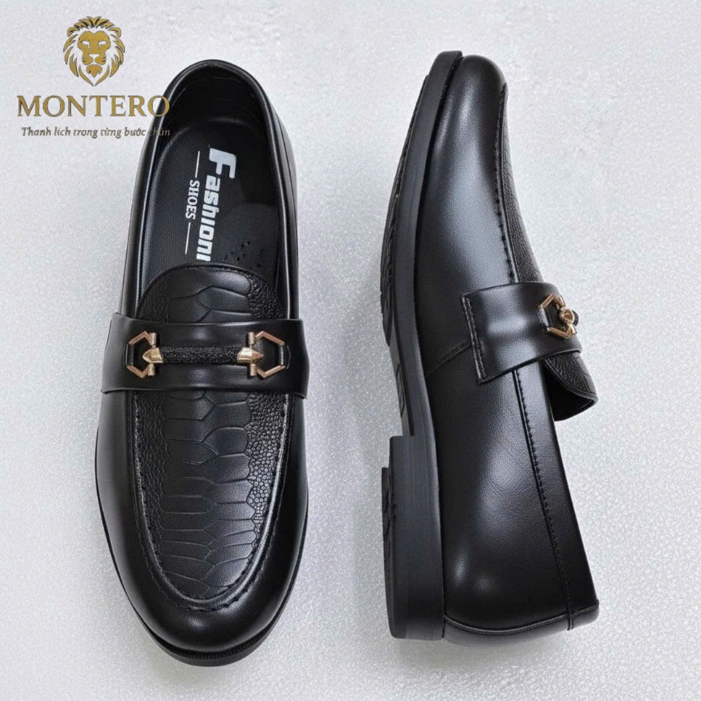 Giày lười nam dập vân da rắn nổi bật trên mặt giày giá xưởng chất lượng cao