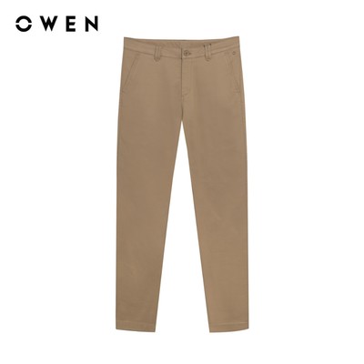 Owen - Quần khaki Slim Fit QKS256098 màu Vàng chất liệu CVC Spandex