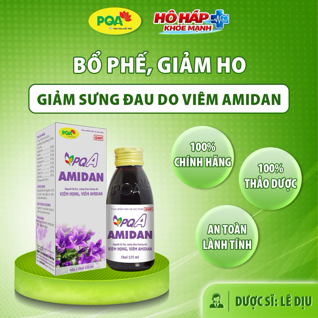 PQA AMIDAN dùng cho Người bị ho, sưng đau họng do viêm họng, viêm amidan.