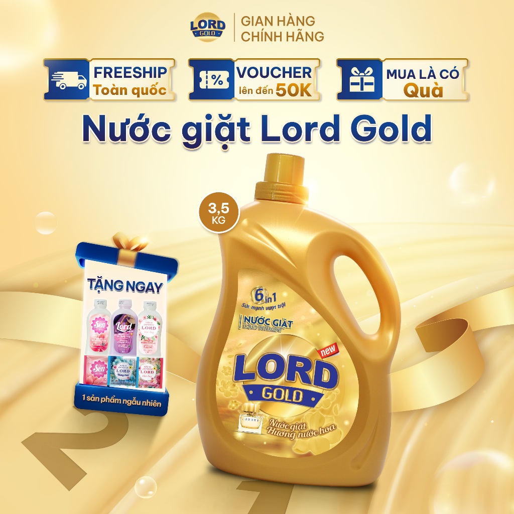 Nước Giặt Quần Áo Chính Hãng LORD Hương Nước Hoa Đậm Đặc Sạch Khuẩn Lưu Hương Thơm Cựu Lâu 72H An Toàn Cho Da 3.5kg