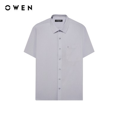 Owen - Áo sơ mi ngắn tay Body Fit AB255133NT màu Xám nhạt chất liệu Bamboo spandex