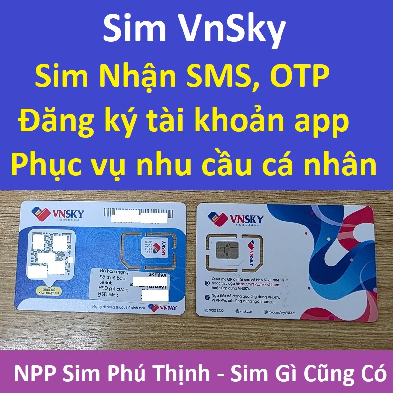Sim 0đ vnsky, Nhận sms, cuộc gọi, nhận otp đăng ký các ứng dụng app