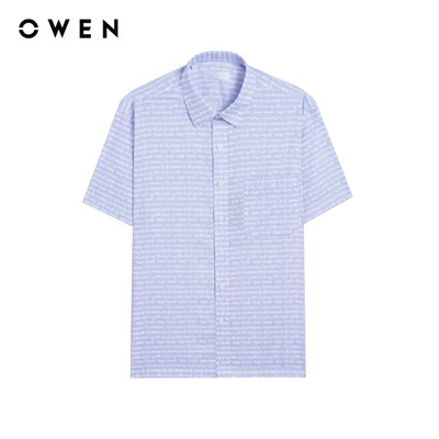 Owen - Áo sơ mi ngắn tay Body Fit AB255069NT màu Xanh nhạt chất liệu Bamboo poly
