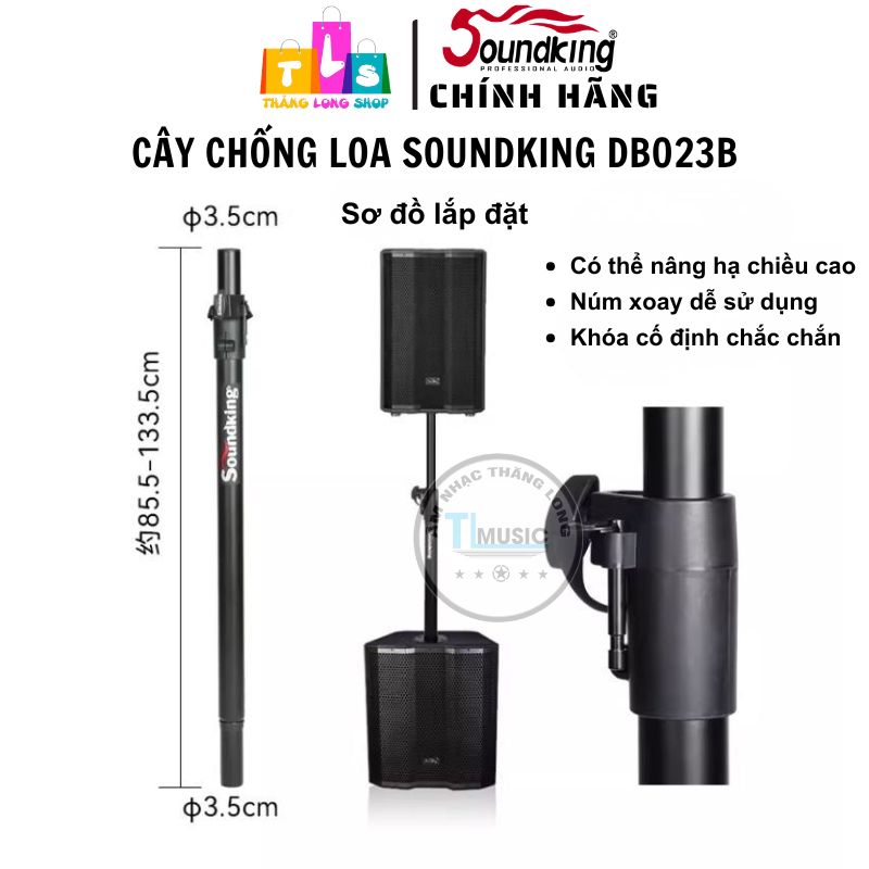 [Chính hãng] Cây Chống Loa Soundking DB023B – Ty Nâng Loa 35mm, Cao 0.8–1.34m, Tải 50kg