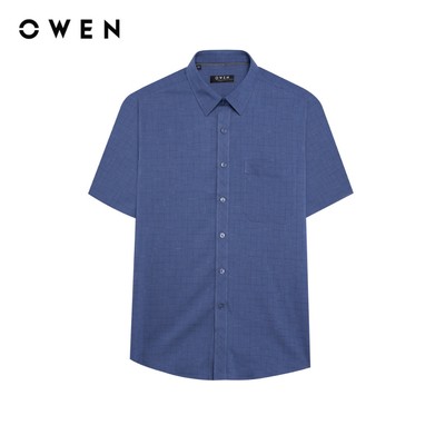 Owen - Áo sơ mi ngắn tay Body Fit AB255123NT màu Xanh tím than chất liệu Spandex
