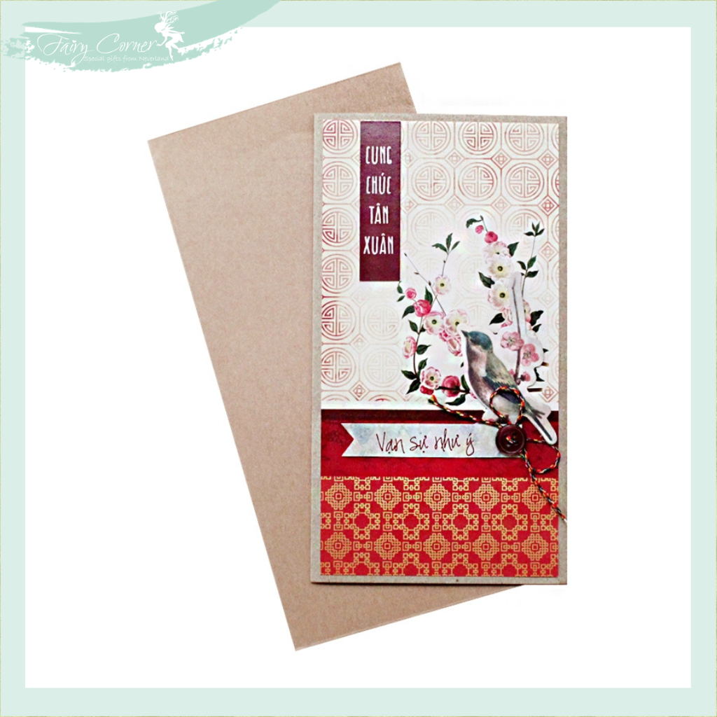 Thiệp Tết Thiệp Chúc Mừng Năm Mới Vạn Sự Như Ý Handmade 9.5 x 17cm Fairy Corner