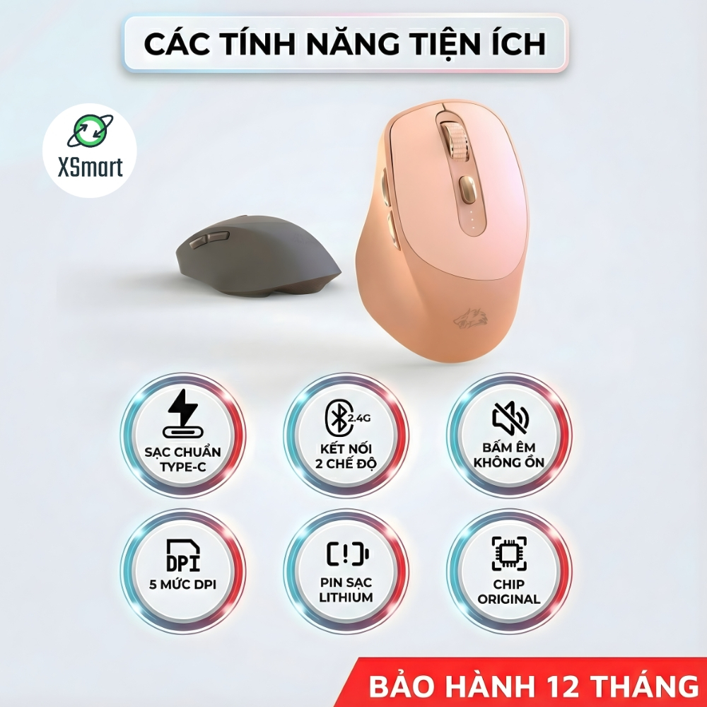 Chuột Không Dây Máy Tính Bluetooth FreeWolf X7 Wireless Pin Sạc Kết Nối 2 Chế Độ Cho Mọi Thiết Bị | BigBuy360 - bigbuy360.vn