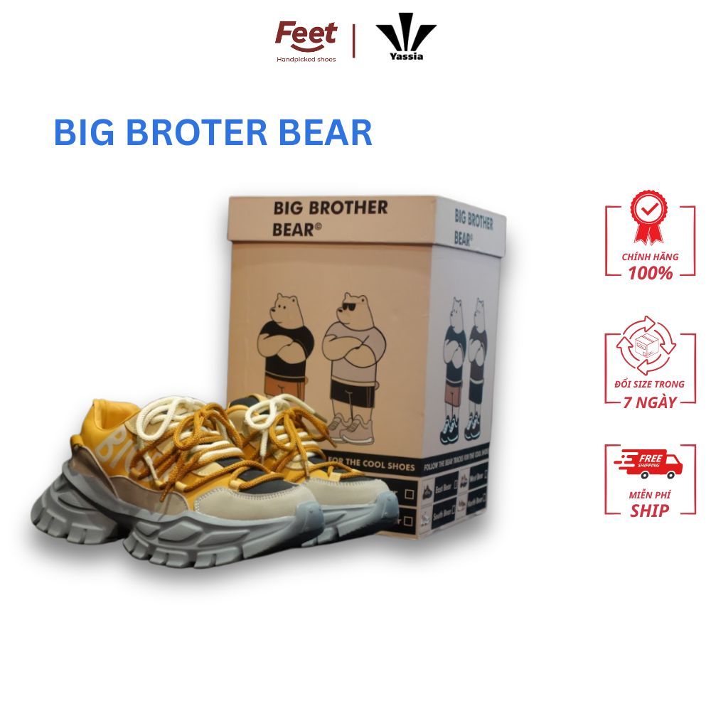 Giày sneaker nam nữ Bigbrother West Bear da Nappa thiết kế thời trang đế EVA 6.5cm