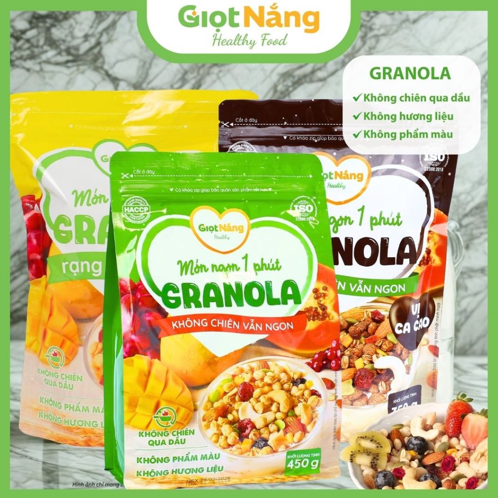 Granola Ngũ Cốc Ăn Sáng Lành Mạnh Với Hạt Dinh Dưỡng Trái Cây Từ Giọt Nắng