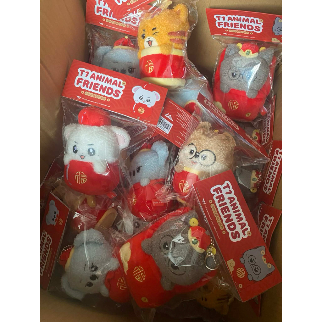 T1 Doran/Oner/Faker/Peyz/Keria doll animal friends bản Tết 2026 limited (siêu hiếm, doll xù bản Tết 