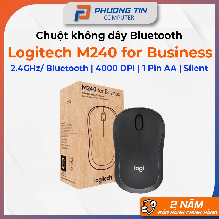 Chuột không dây Logitech M240 for Business Bluetooth/ Wireless Silent bảo hành 24 tháng chính hãng
