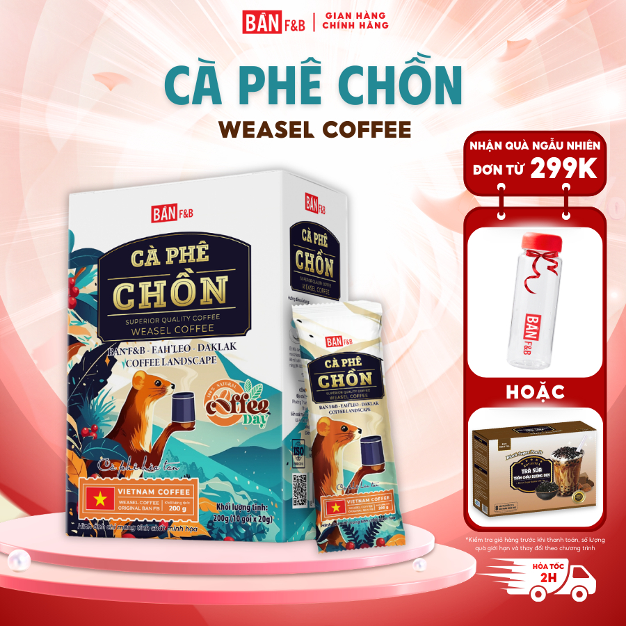 Cà Phê Chồn Thơm Ngon Đậm Vị Bản F&B đặc biệt Hộp 10 Gói x 20g - Bản F&B