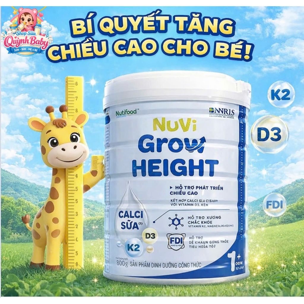 NUTIFOOD SỮA BỘT NUVI GROW HEIGHT 1+ LON 800G
