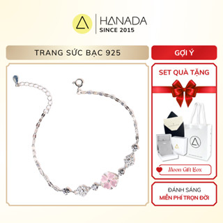 [BH TRỌN ĐỜI] Lắc Tay BẠC 925 Hanada Hoa Đá Trắng Cỏ 4 Lá May Mắn Đính Đá, Vòng Tay Tiểu Thư Nơ Đá Quà tặng Nữ 2833