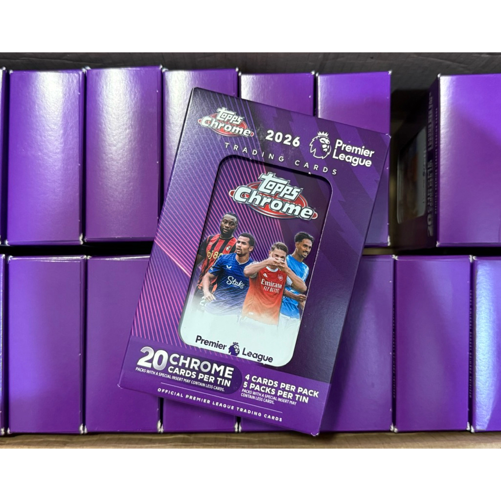 Hộp thẻ bóng đá Topps EPL Chrome Tin 2025/26