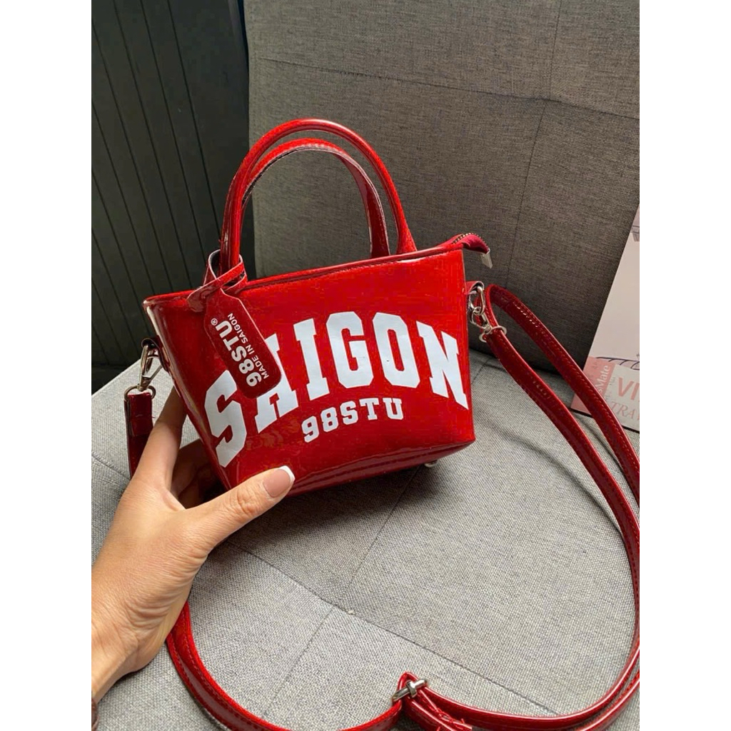 Hq02 Túi đeo chéo nữ SAIGON 98STU da bóng có khóa miệng bền đẹp đúng mẫu thời trang xu hướng