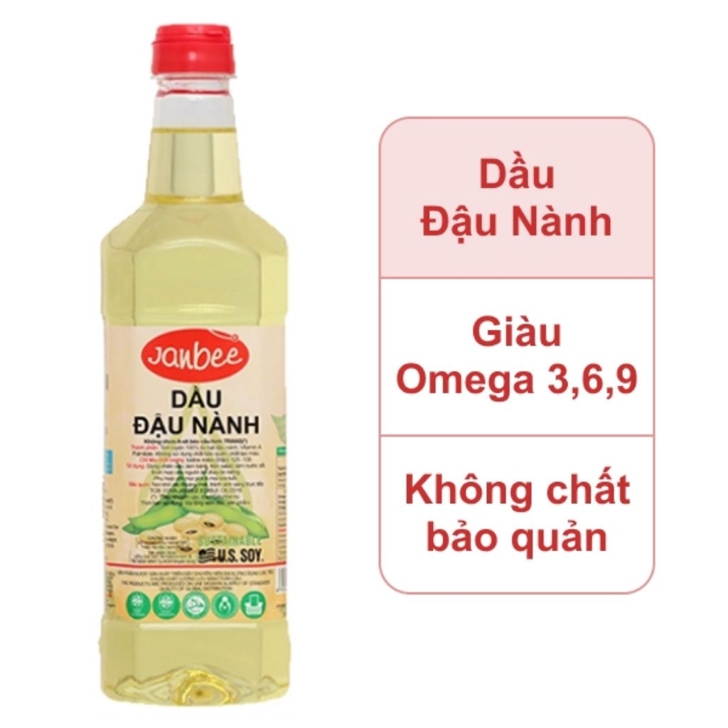 Dầu đậu nành tinh luyện Janbee chai 1 lít