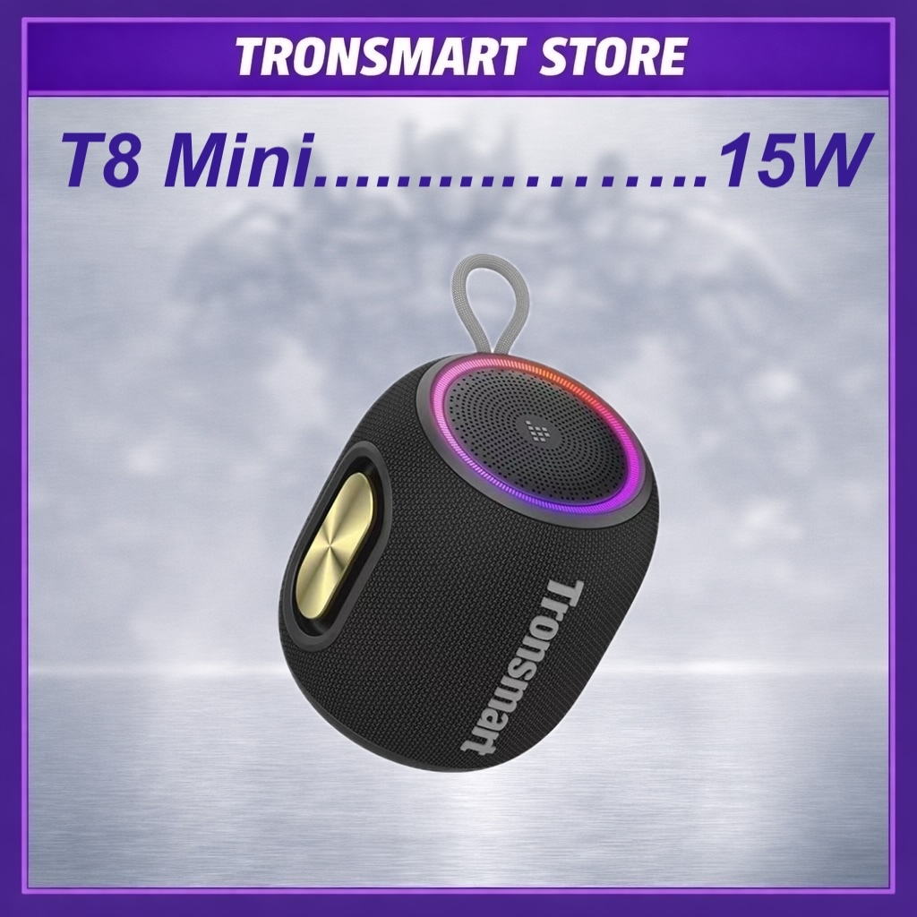 Loa bluetooth 5.3 Tronsmart T8 Mini 15W, chống nước IPX7, led RGB, hỗ trợ thẻ TF, Móc treo tiện lợi