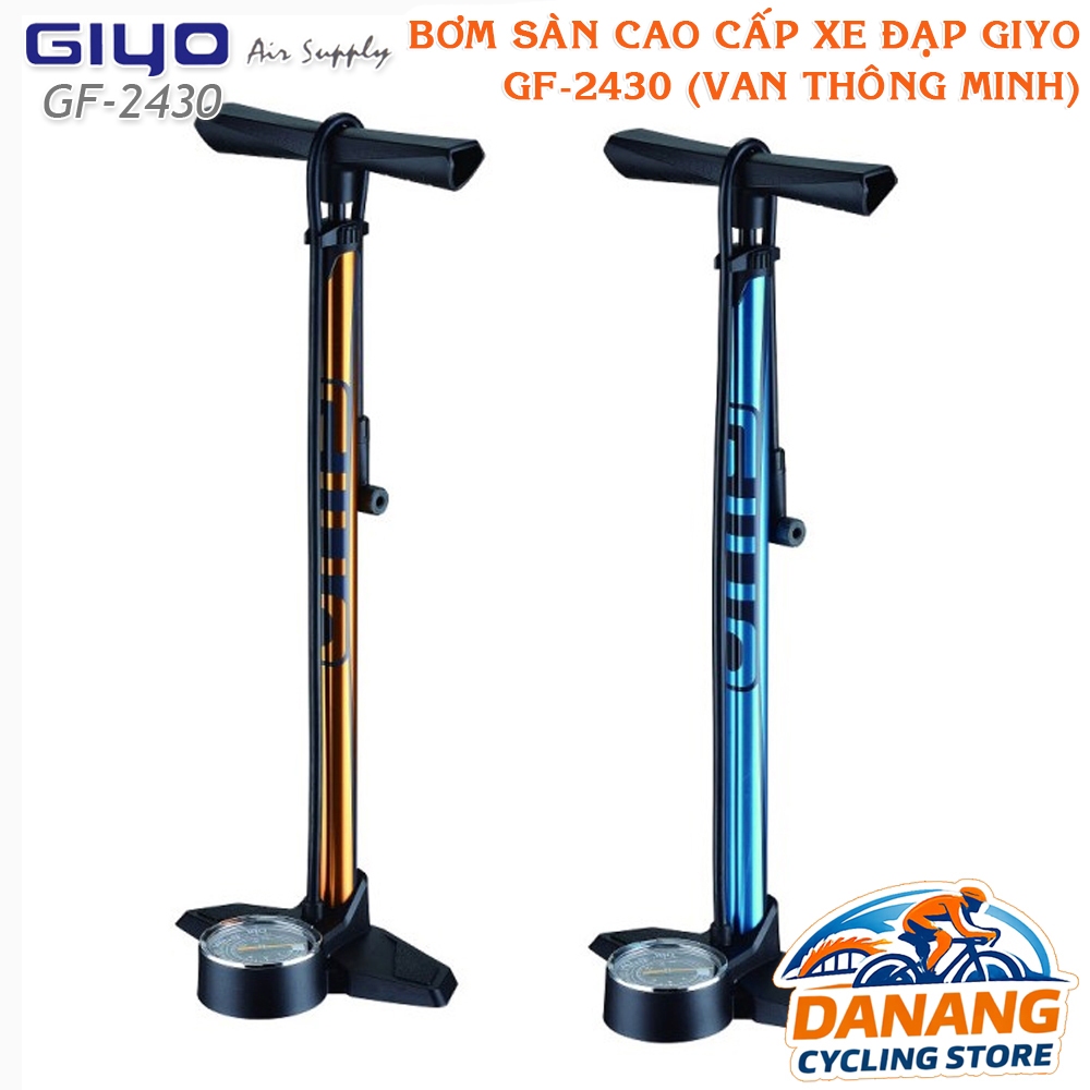 Bơm Sàn Cao Cấp Xe Đạp GIYO GF 2430 – Van Thông Minh Presta/Schrader, Áp Suất Cao 180psi