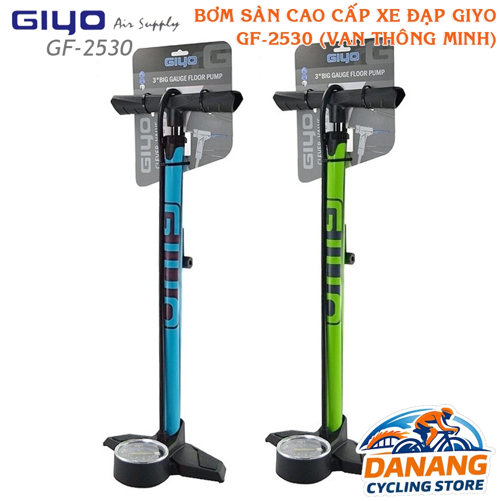 Bơm Sàn  Cao Cấp Xe Đạp GIYO GF 2530 – Van Thông Minh Presta/Schrader, Áp Suất Cao 180psi