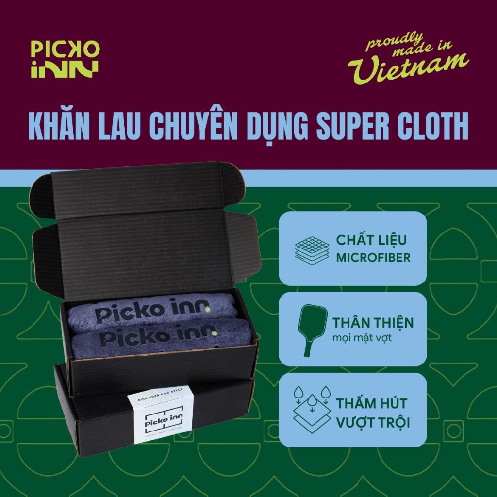 Picko inn - Set 2 khăn lau mặt vợt chuyên dụng SUPER CLOTH SC001