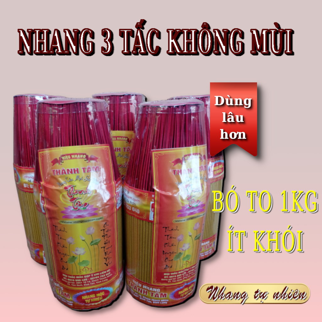 Nhang Không Mùi 3 Tấc – Bó To 1KG – Ít Khói Không Ám Trần – Nhang Mộc Tự Nhiên - Nhang THÀNH TÂM