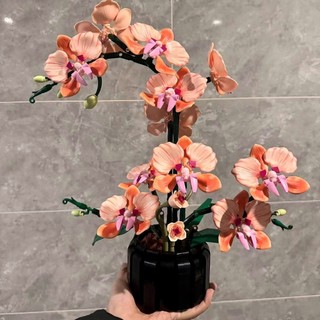 Lọ hoa lan vĩnh cửu lắp ráp, hoa lego vĩnh cửa trang trí bàn làm việc, văn phòng