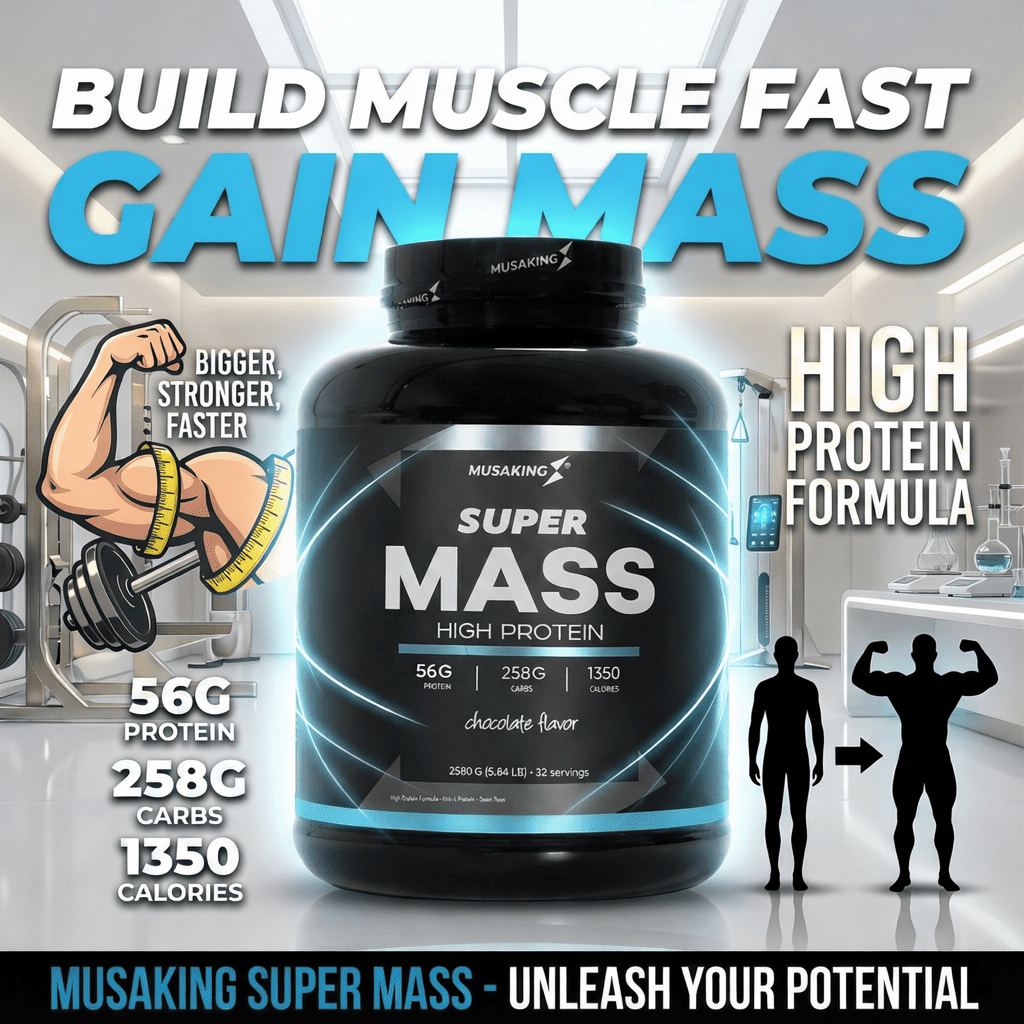 Mass Gainer Super Mass High Protein MUSAKING 2560g– Sữa Tăng Cân Cho Người Gầy,Bổ Sung Calo, Tăng Cơ
