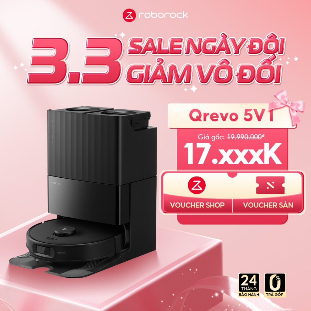 Roborock Qrevo Edge 5V1 robot hút bụi lau nhà | Giặt sấy giẻ | Lực hút 18.500 Pa | Bảo hành 2 năm