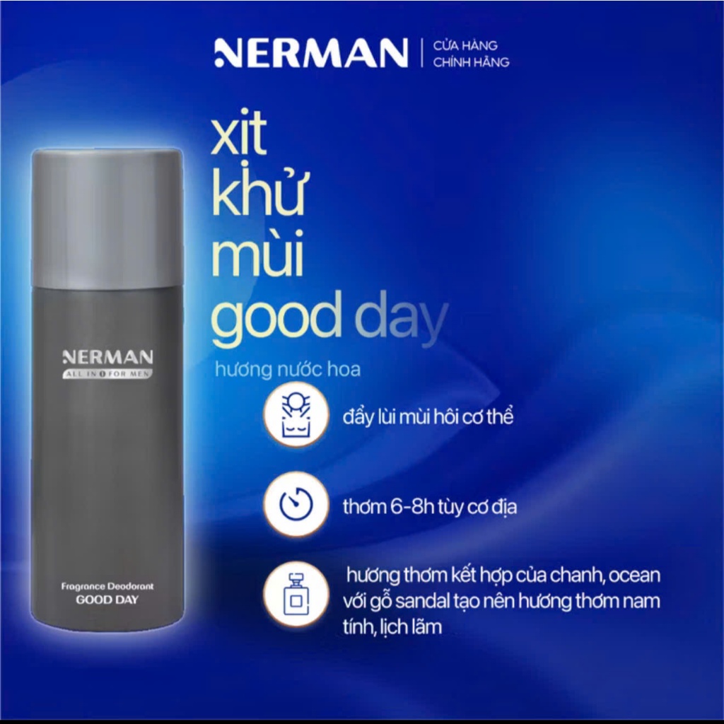 [Pass KOC 99%][Đã Mở Seal] ￼Xịt khử mùi nam giới hương nước hoa Good Day, First Date, Ice Storm Nerm
