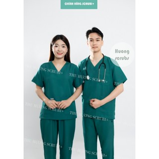 Đồng phục Spa Cotton lạnh, bộ scrubs cổ tim Bác sĩ, Mầm non, Điều dưỡng, quần áo Phòng khám, Nha khoa