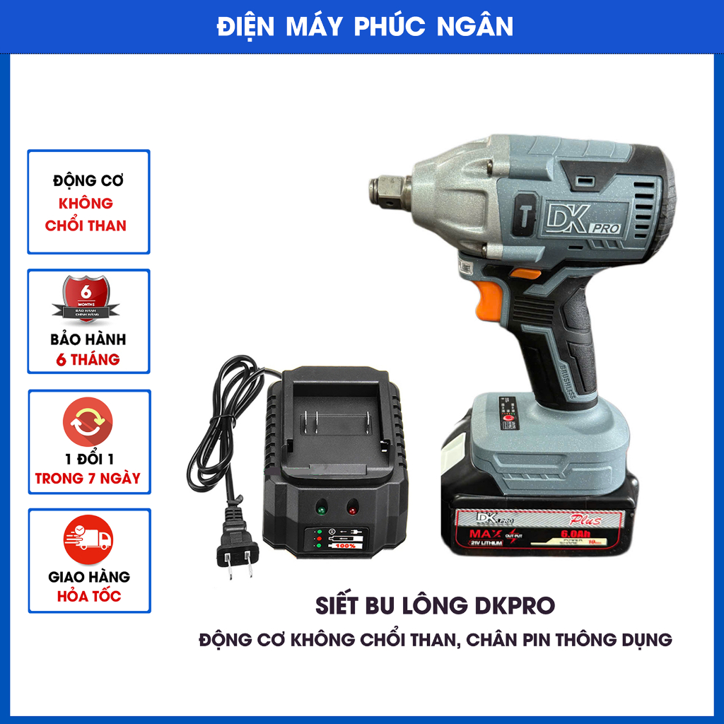 Máy siết bulong DKPRO DK-300 động cơ không chổi than siêu mạnh mẽ, lõi đồng.