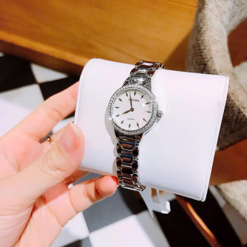 Đồng Hồ Nữ Citizen EZ7010-56D Quartz Size 24 White MOP Silver