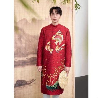 Áo dài nam thêu đẹp thiêt kế cao cấp mặc 4 mùa hàng may kĩ giá bán sỉ