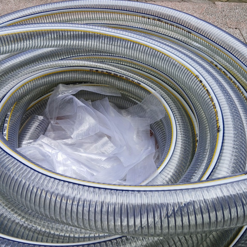 Ống nhựa mềm lõi thép PVC chuyên dẫn nước sạch, dẫn hóa chất D60,đơn giá 5M