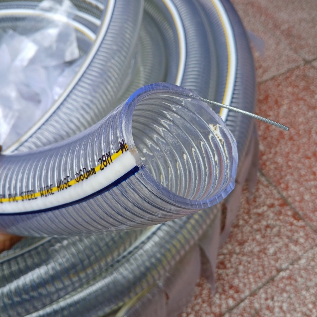 Ống nhựa mềm lõi thép PVC chuyên dẫn nước sạch, dẫn hóa chất D60,đơn giá 10M